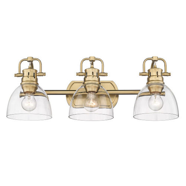 Duncan Brushed Champagne Bronze Three-Light Bath Vanity with Clear Glass Shade, image 4
